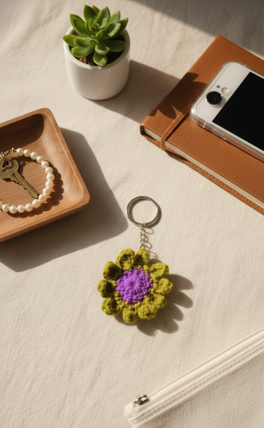 Daisy Flower Keychain